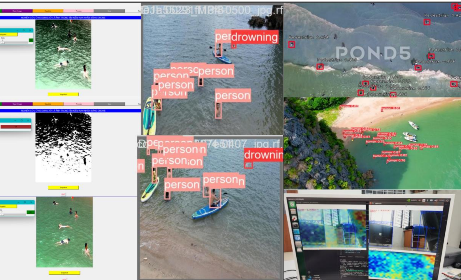 Xử lý thông tin, phát triển hệ thống AI, tích hợp nhiệt, ác định nạn nhân đuối nước và thực nghiệm hiện trường hiệm cho vụ tìm kiếm cứu nạn tại Quảng Ninh