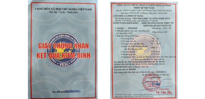 THIẾT BỊ PHỤC VỤ CÔNG TÁC KIỂM TRA, KIỂM ĐỊNH, SỬA CHỮA, NÂNG CẤP CÁC HẠNG MỤC PHÍA DƯỚI CÁC CÔNG TRÌNH CẦU